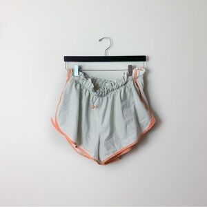 [Nike] Women's Light Gray & Orange Elastic Waist Drawstring Athletic Shorts